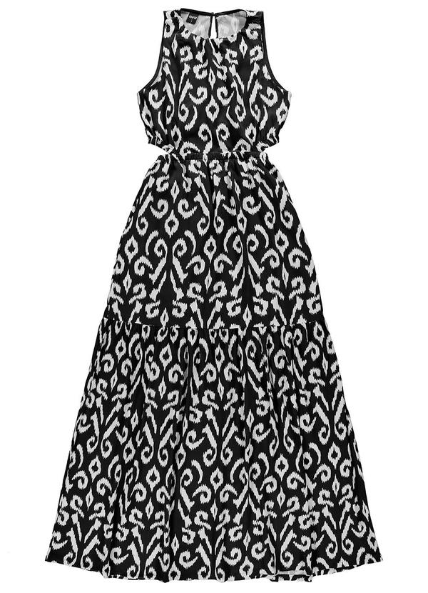 Enfim - Vestido Preto Animal Print Cut Out