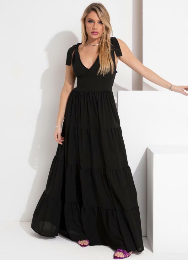 Quintess - Vestido Preto com Alças para Amarrar 3
