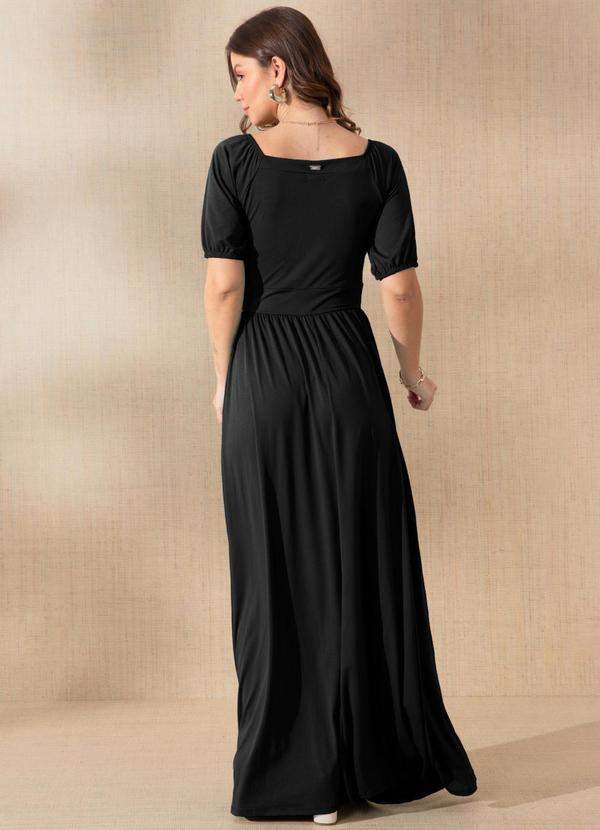 Quintess - Vestido Preto com Elástico nos Punhos 6