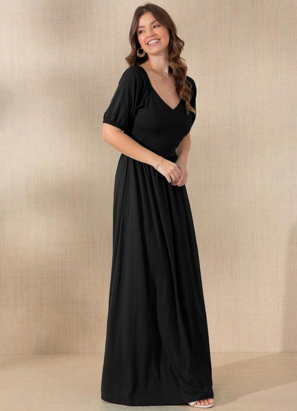 Quintess - Vestido Preto com Elástico nos Punhos 5