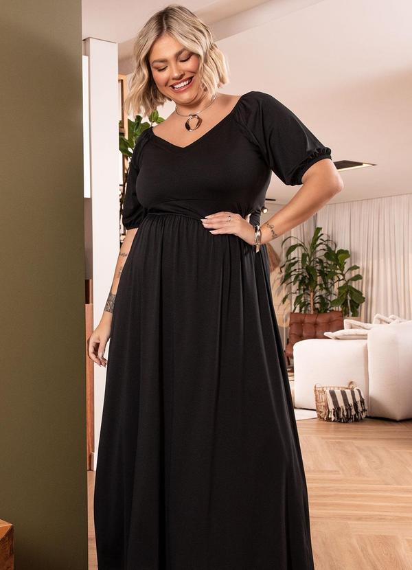 Quintess - Vestido Preto com Elástico nos Punhos 4