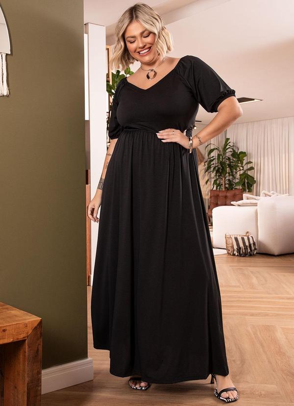 Quintess - Vestido Preto com Elástico nos Punhos 3