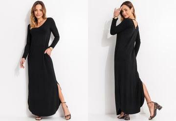 Vestido Preto com Fendas nas Laterais