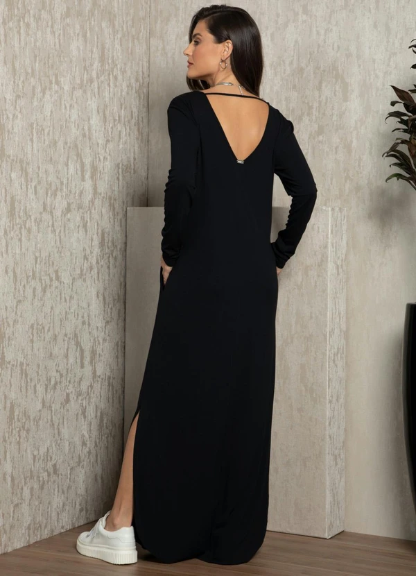 Quintess - Vestido Preto com Fendas nas Laterais 6