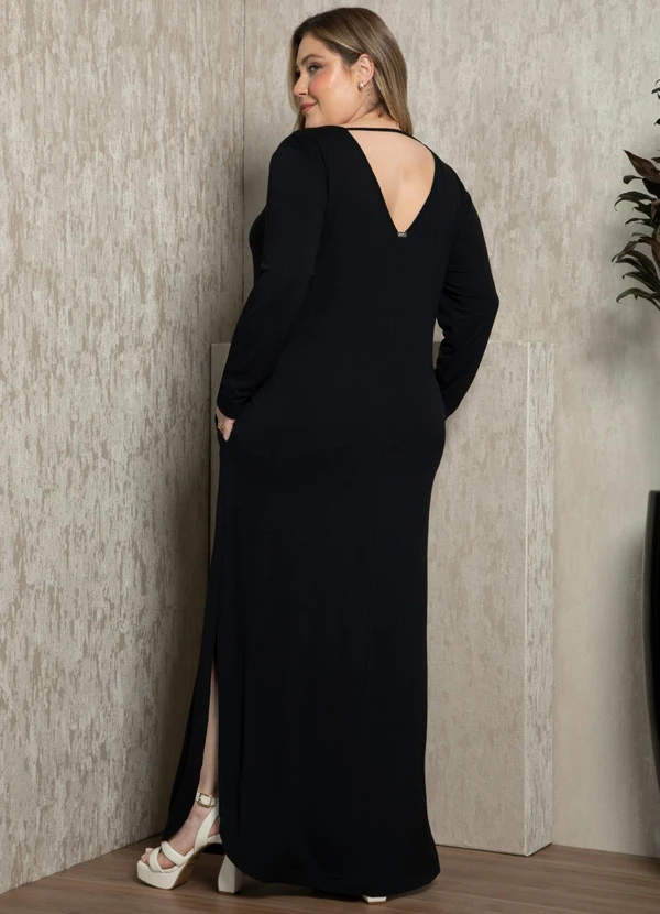 Quintess - Vestido Preto com Fendas nas Laterais 2