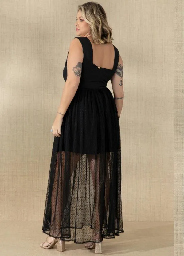 Quintess - Vestido Preto com Saia em Tule