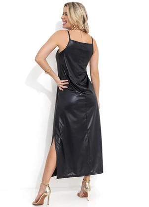 Moda Pop - Vestido Preto em Cirrê - MODA POP