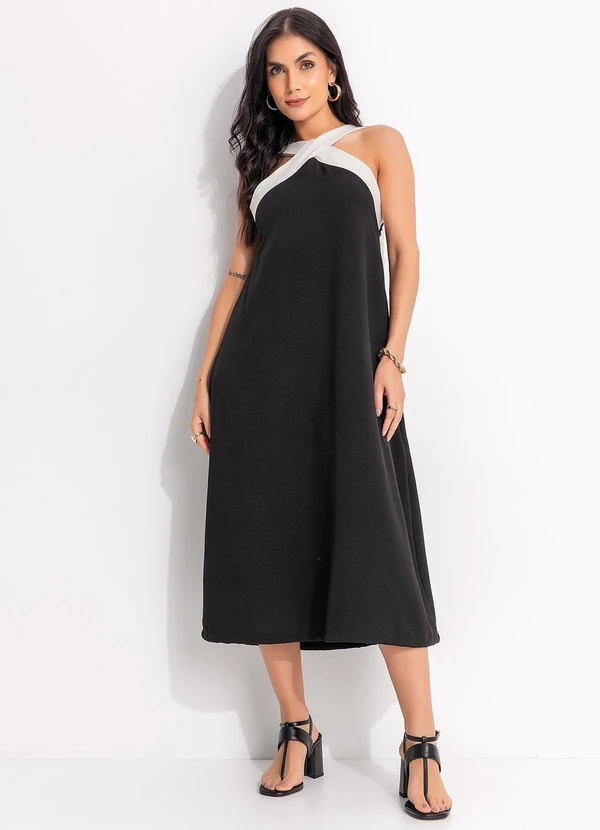 Quintess - Vestido Preto em Crepe Plano 14