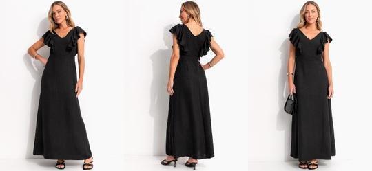 Vestido Preto em Crepe Plano