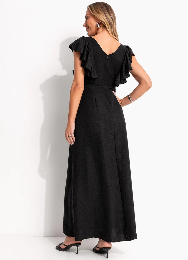 Quintess - Vestido Preto em Crepe Plano 2