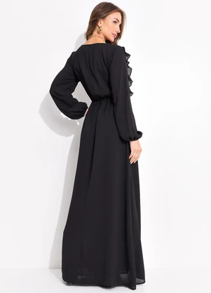 Quintess - Vestido Preto em Crepe Plano - QUINTESS