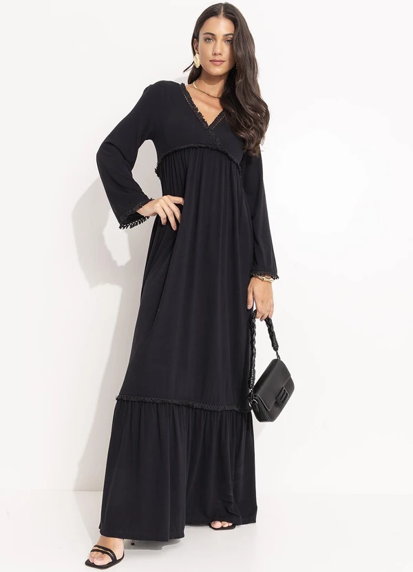 Quintess - Vestido Preto em Malha Crepe 12