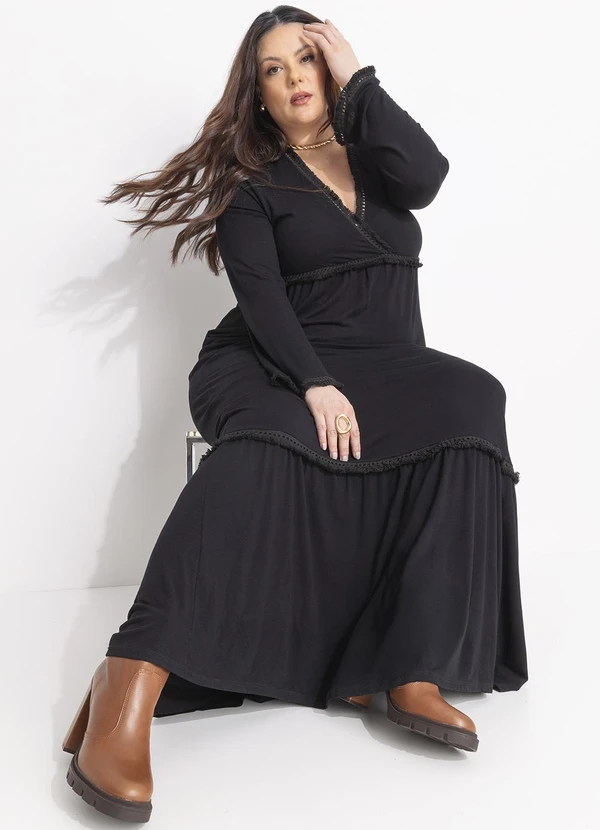 Quintess - Vestido Preto em Malha Crepe 13