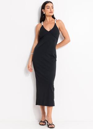 Vestido (Preto) em Malha Crepe