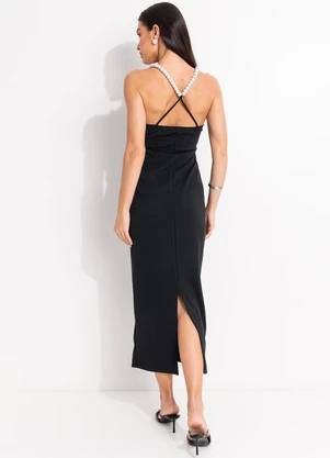 Quintess - Vestido Preto em Malha Crepe - QUINTESS