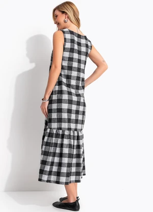 Quintess - Vestido Xadrez Vichy em Malha Flanela - QUINTESS