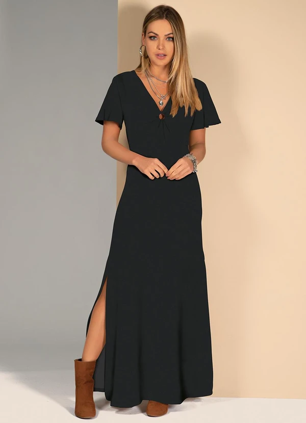 Quintess - Vestido Preto em Malha Fria 6