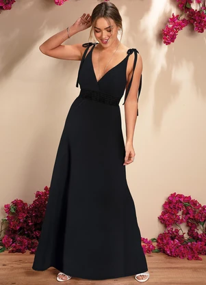 Quintess - Vestido Preto em Malha Fria - QUINTESS