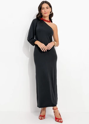 Quintess - Vestido Preto em Malha Fria - QUINTESS