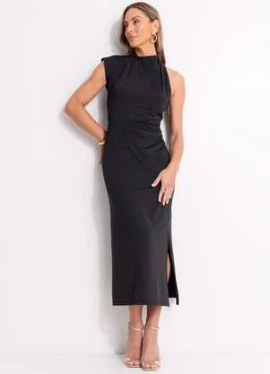 Quintess - Vestido Preto em Malha Fria - QUINTESS