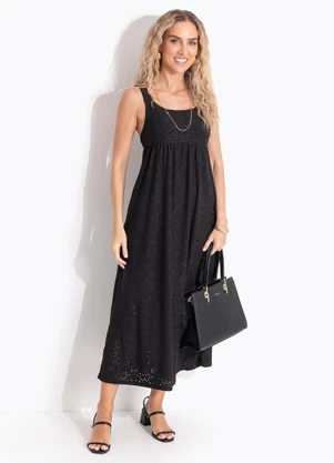 Quintess - Vestido Preto em Malha Laise - QUINTESS