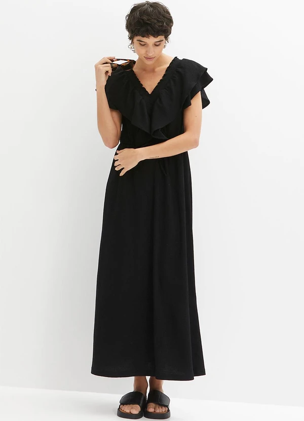 bonprix - Vestido Preto em Malha Texturizada