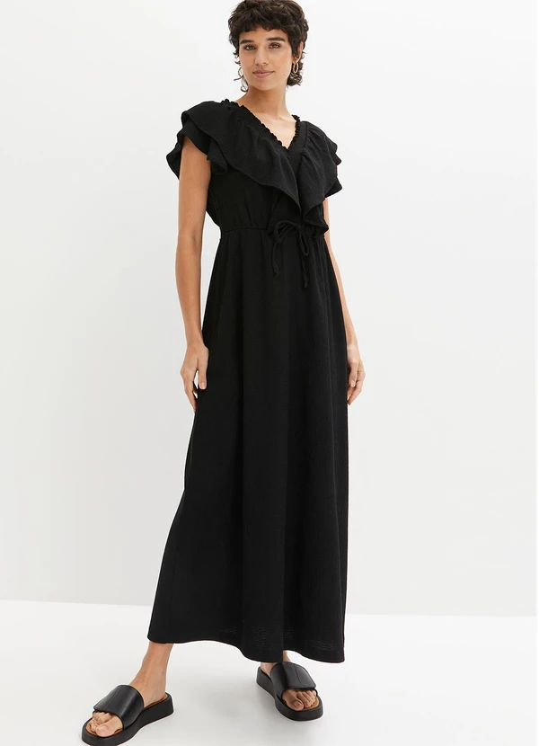 bonprix - Vestido Preto em Malha Texturizada 3