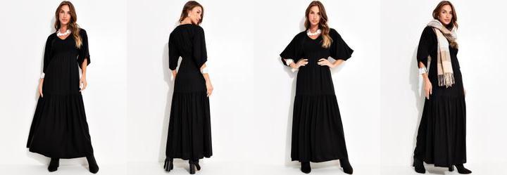 Vestido Preto em Viscose Plana Sarjada