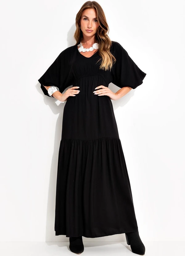 Quintess - Vestido Preto em Viscose Plana Sarjada 3