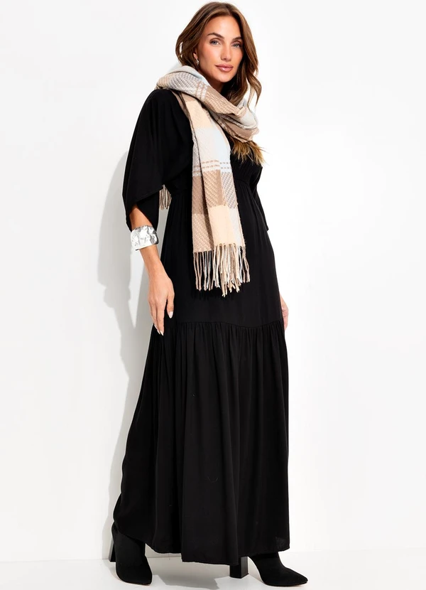 Quintess - Vestido Preto em Viscose Plana Sarjada 4