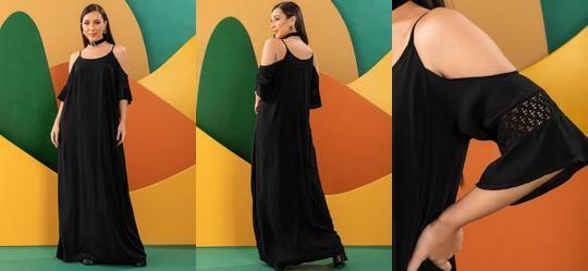 Vestido Preto em Viscose Plana