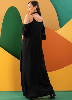 Quintess - Vestido Preto em Viscose Plana - QUINTESS