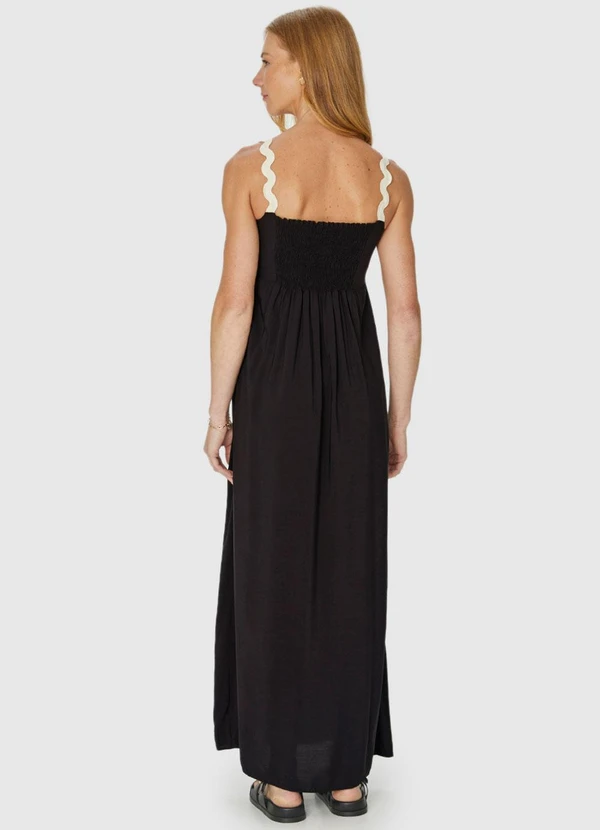 Malwee - Vestido Preto Longo com Lastex 2