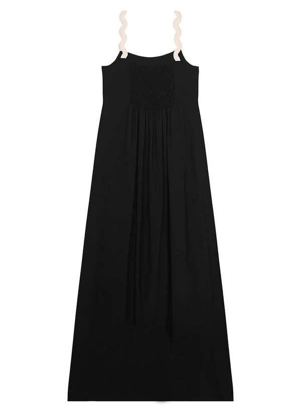 Malwee - Vestido Preto Longo com Lastex 7