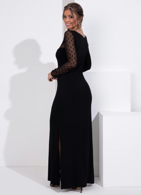 Quintess - Vestido Preto Longo com Transparência 2