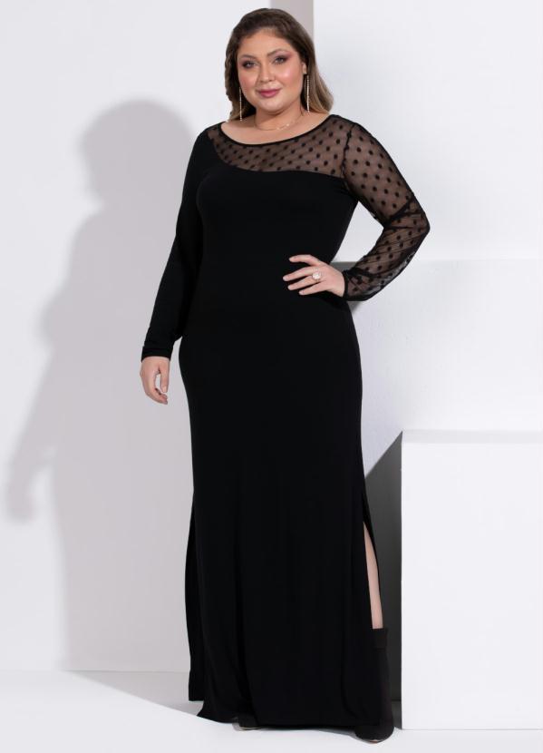 Quintess - Vestido Preto Longo com Transparência 5