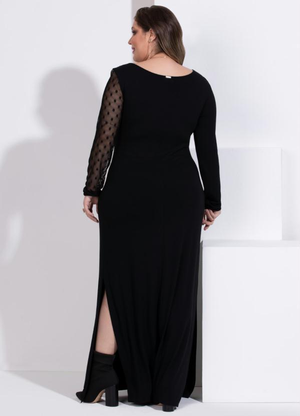 Quintess - Vestido Preto Longo com Transparência 6