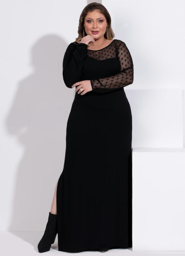 Quintess - Vestido Preto Longo com Transparência 7