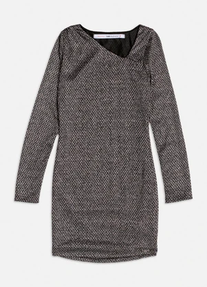 Authoria - Vestido Preto Texturizado com Brilho Preto - AUTHORIA