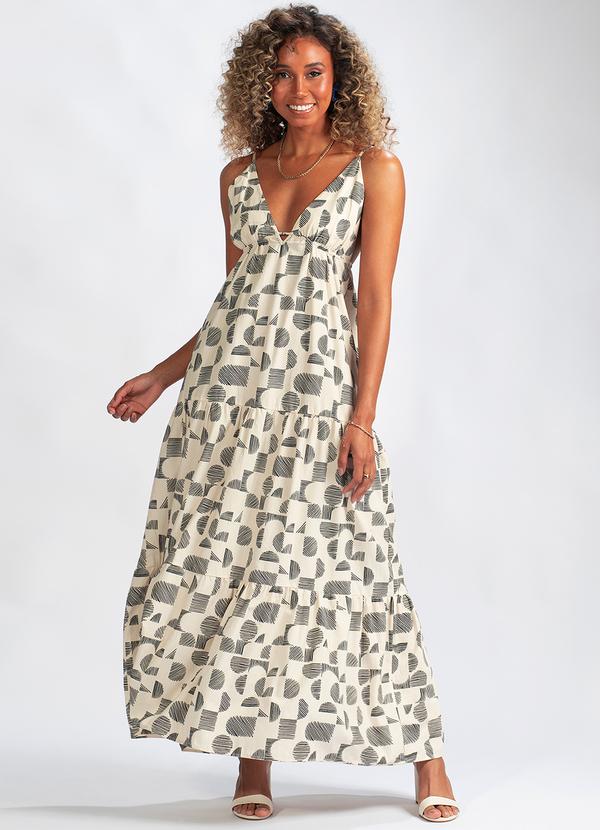Animale Jeans - Vestido Quadriculado em MalhaBege