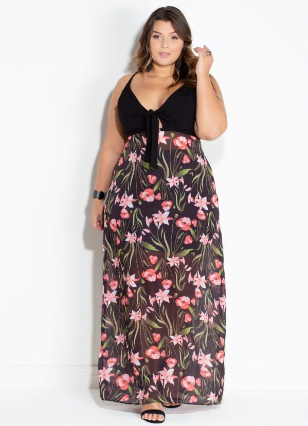 Quintess - Vestido Quintess Floral Dark com Hot Pant 11