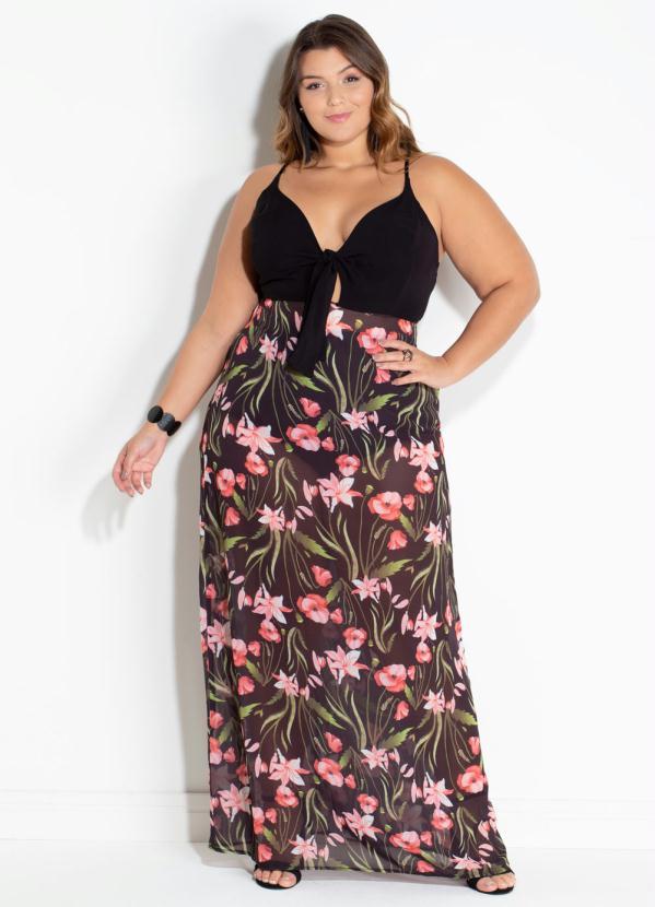 Quintess - Vestido Quintess Floral Dark com Hot Pant 9