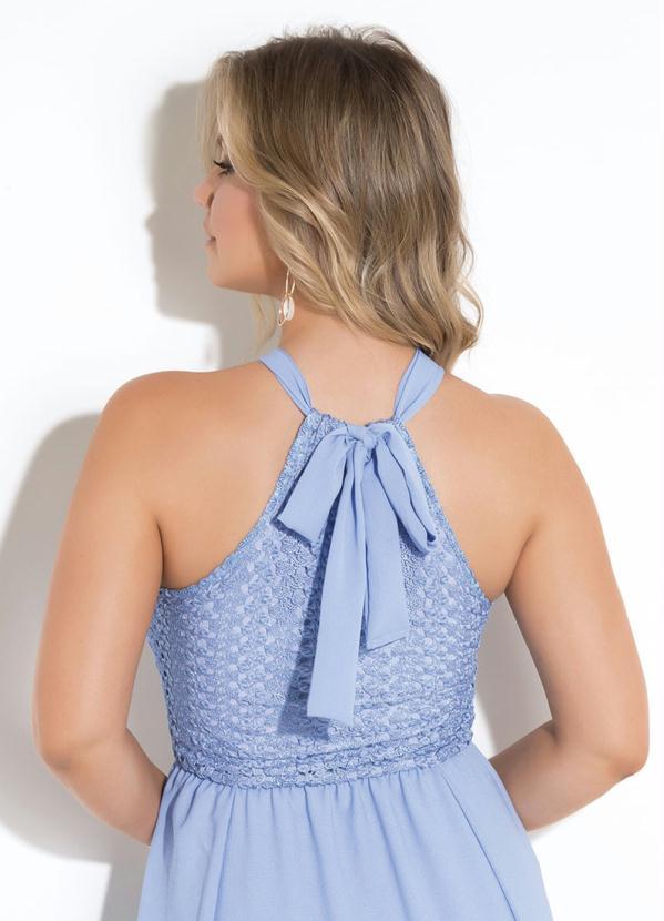 Quintess - Vestido Quintess Longo Azul com Gota nas Costas 4