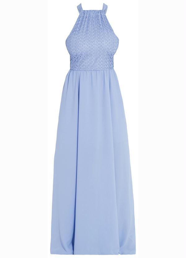 Quintess - Vestido Quintess Longo Azul com Gota nas Costas 5