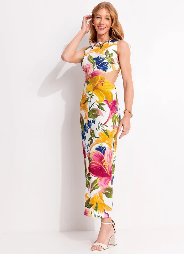 Farm - Vestido Recorte Floral Malu Off White 7