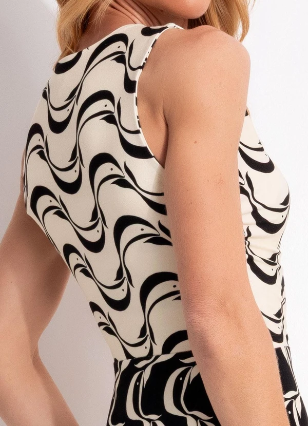 Farm - Vestido Recorte Peixe Copa Preto 4