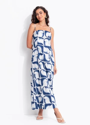 Farm - Vestido Reto Tuca Tropical Off White - FARM
