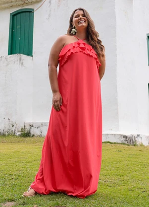 Quintess - Vestido Rosa em Crepe Plano - QUINTESS