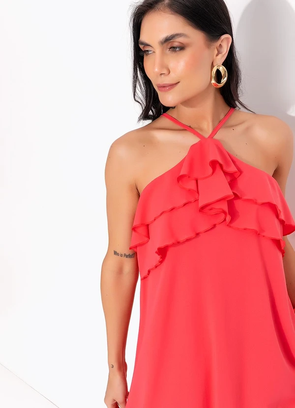 Quintess - Vestido Rosa em Crepe Plano 11