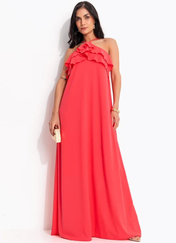 Quintess - Vestido Rosa em Crepe Plano 7